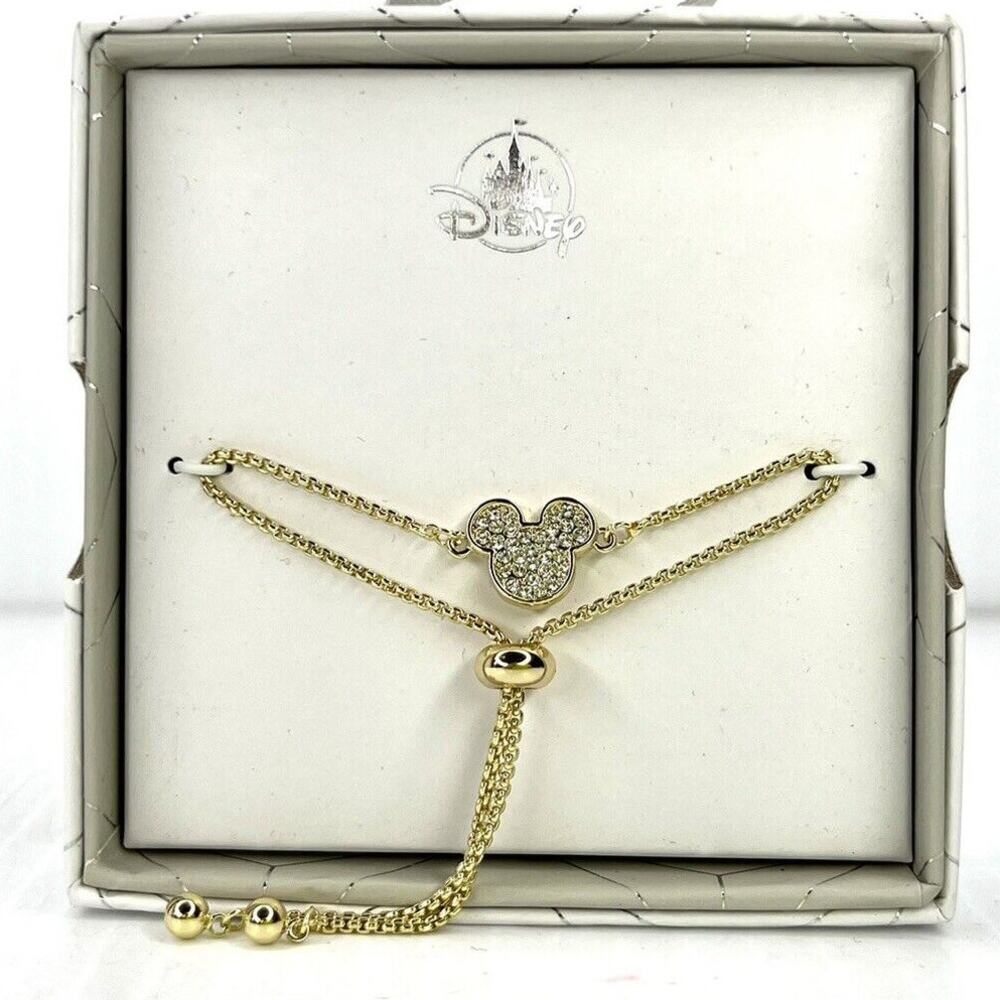 Gold Mickey Mouse Bracelet With Crystals Disney Park Resort Exclusive NWT